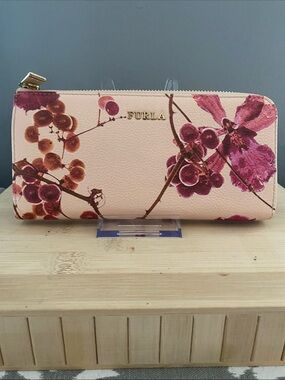 Furla Nicolai Bergman Collaboration Floral Zip Long Wallet in Blush and Magenta